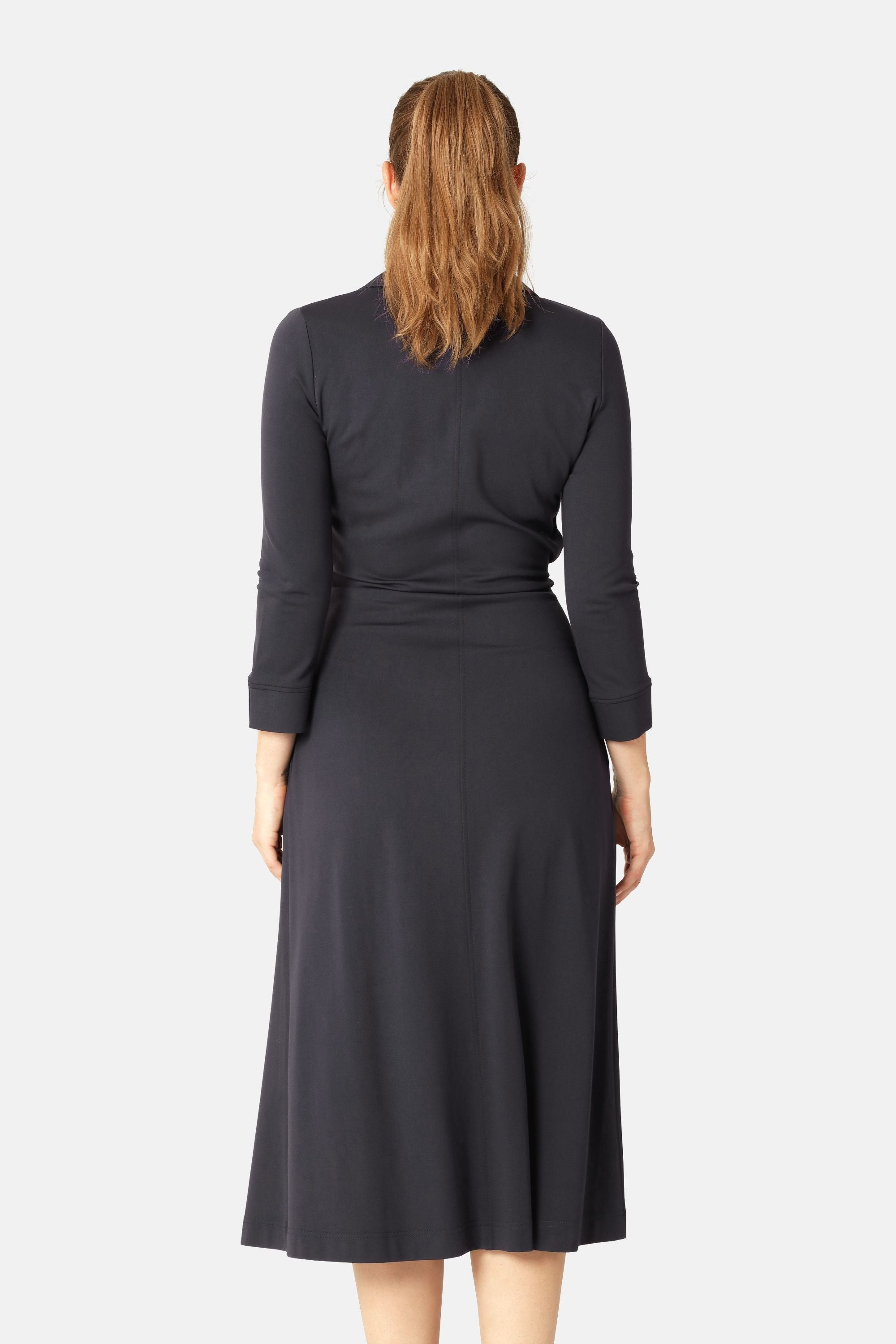 Kleid mit Langen Ärmeln und Falten - Dark Indigo